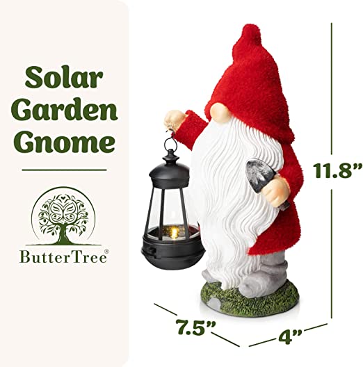 Solar Garden Decor Gnomes Garden Decorations for Yard & Lawn - Red