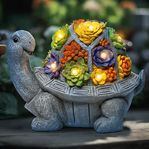 Solar Turtle Garden Decor for Outside  7.68 x 5.91 x 9.84 Inches, Purple