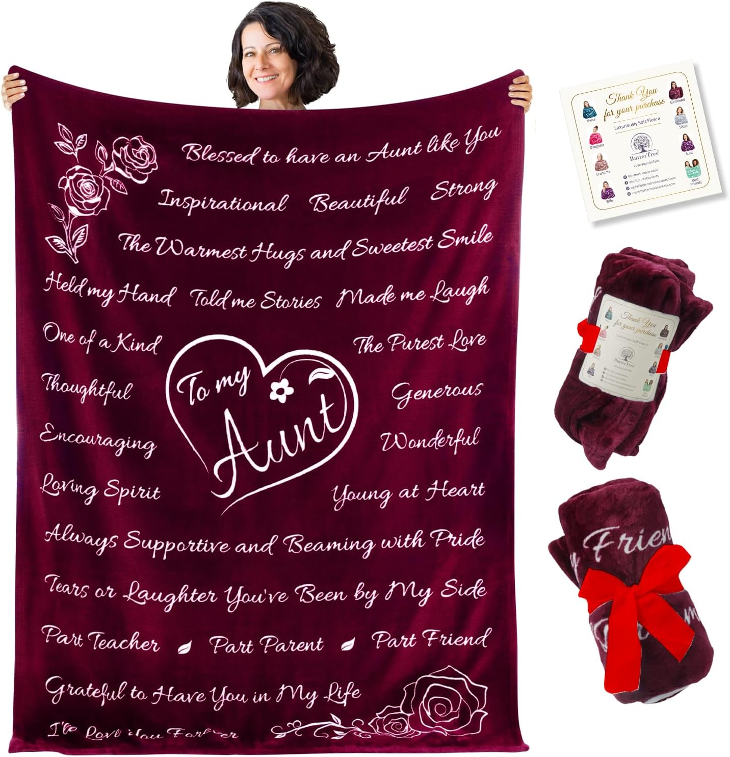 Aunt Gift Blanket (Merlot Red)