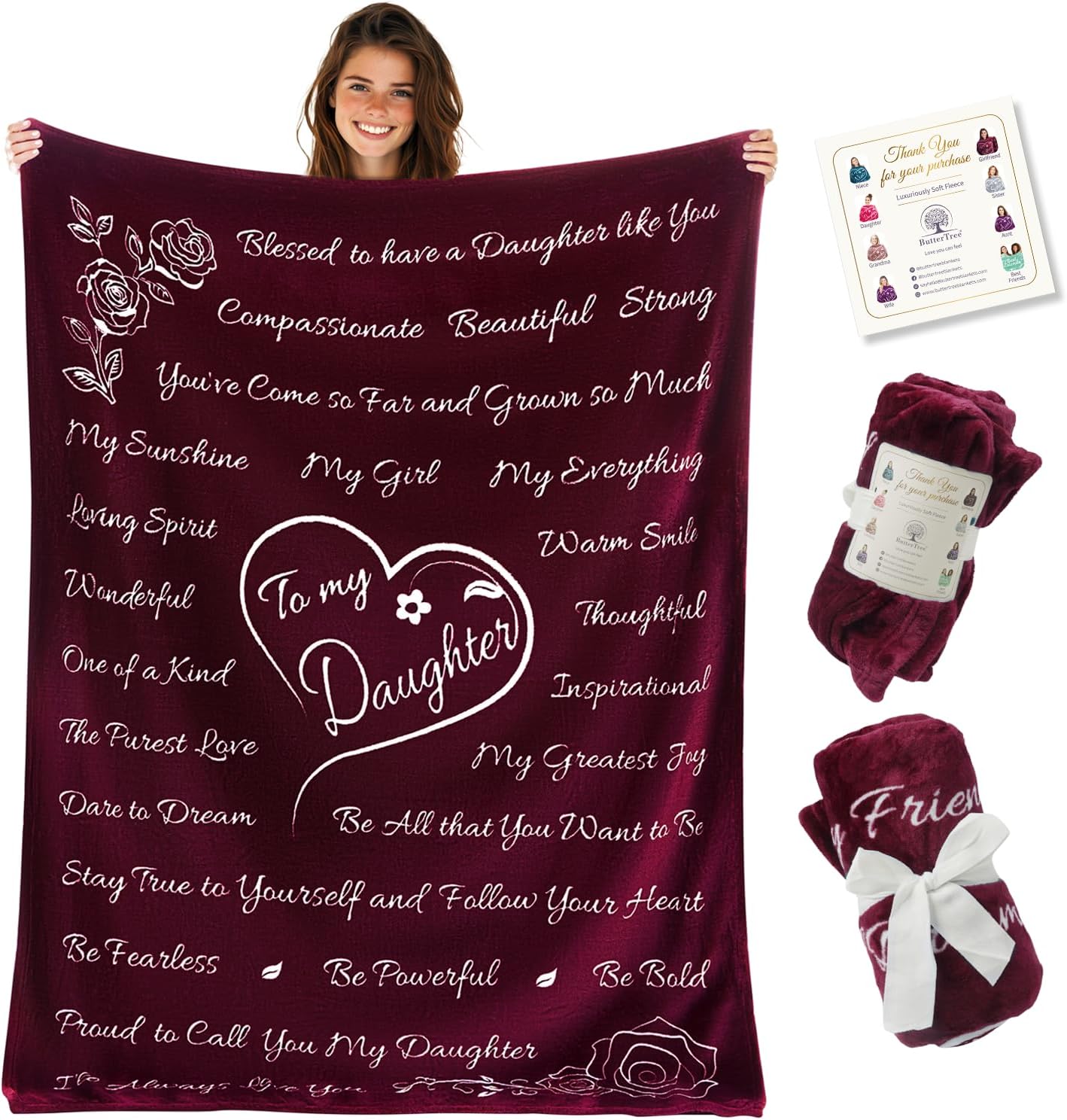 Daughter Gift Blanket (Merlot Red)