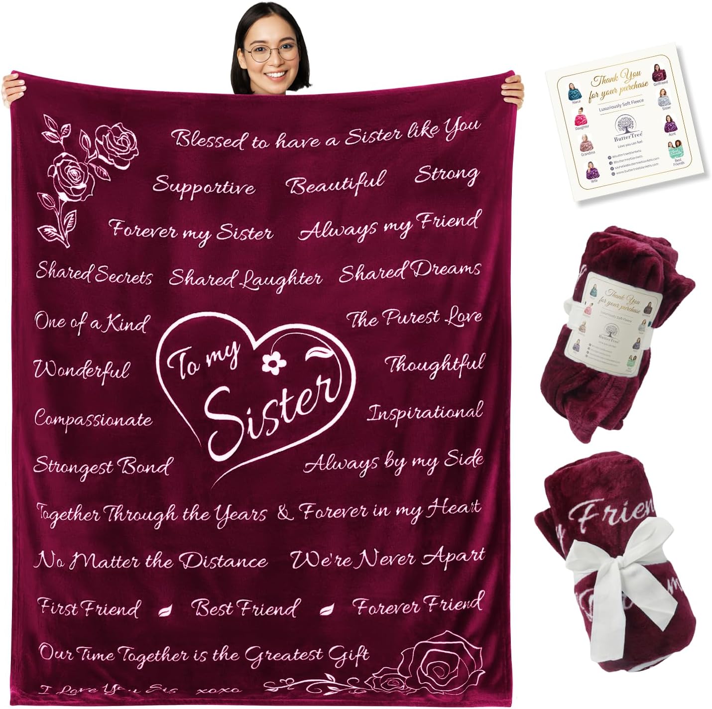 Sister Gift Blanket (Merlot Red)