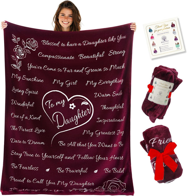 Daughter Gift Blanket (Merlot Red)