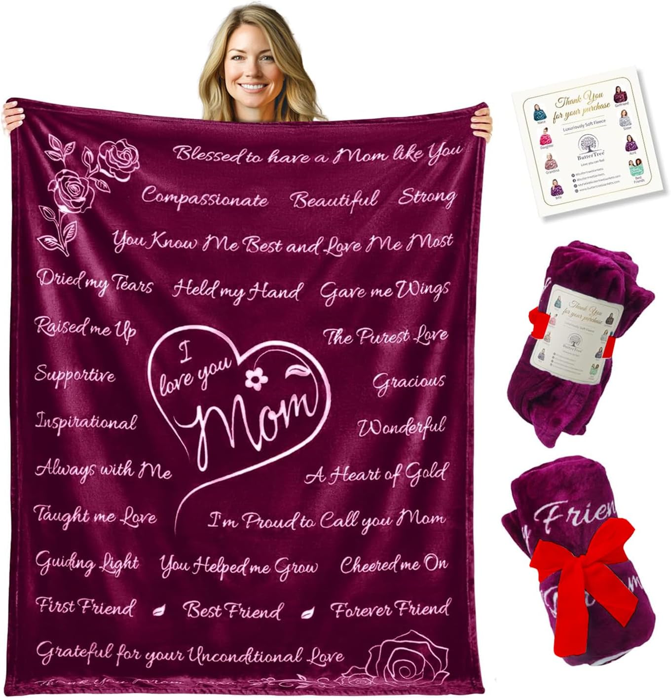 Mom Gift Blanket (Merlot Red)