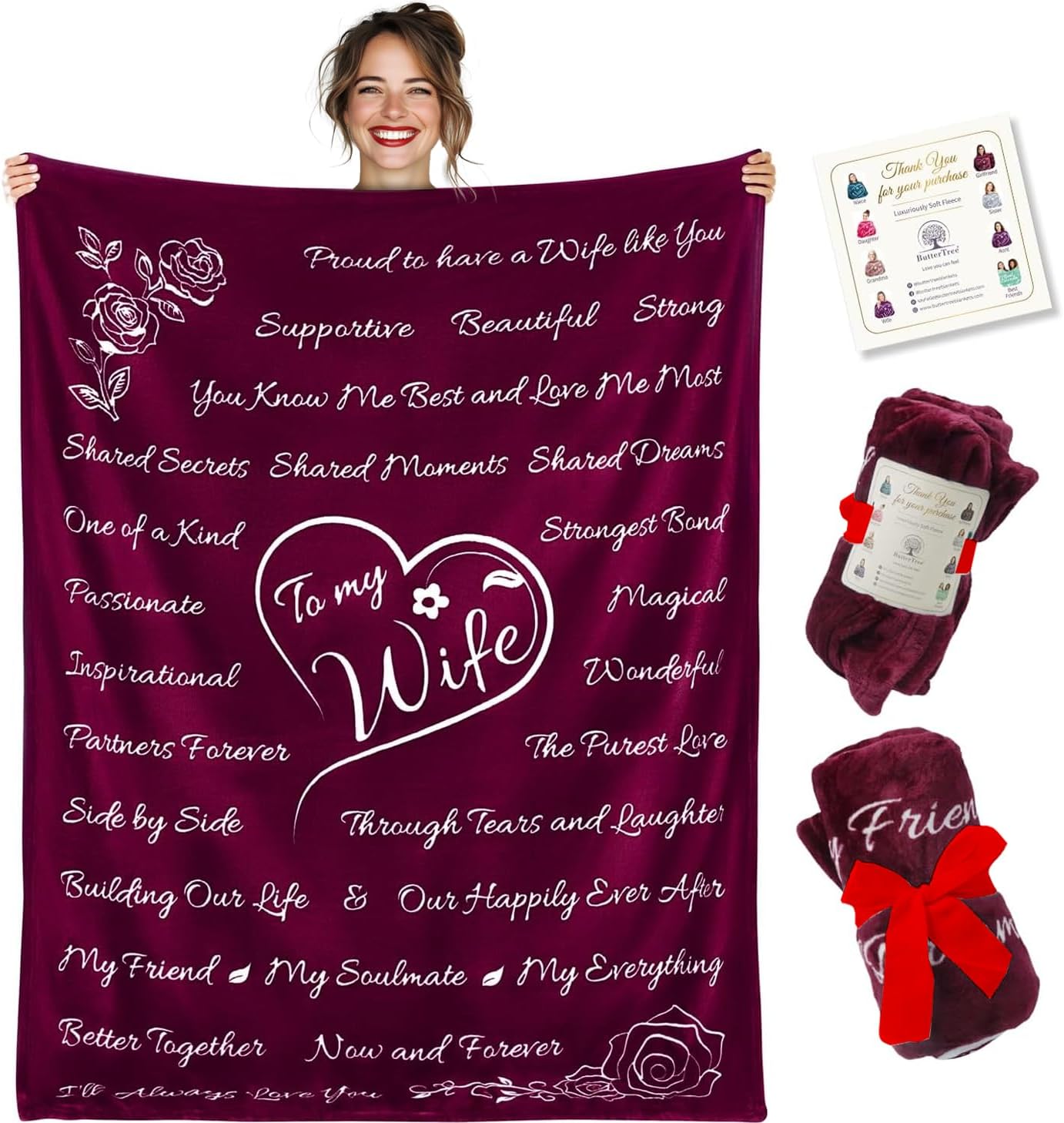 Wife Gift Blanket (Merlot Red)