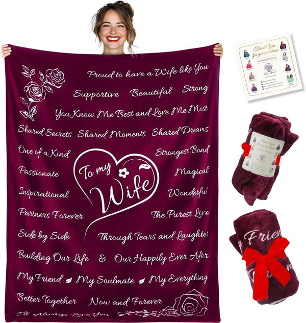 Wife Gift Blanket (Merlot Red)