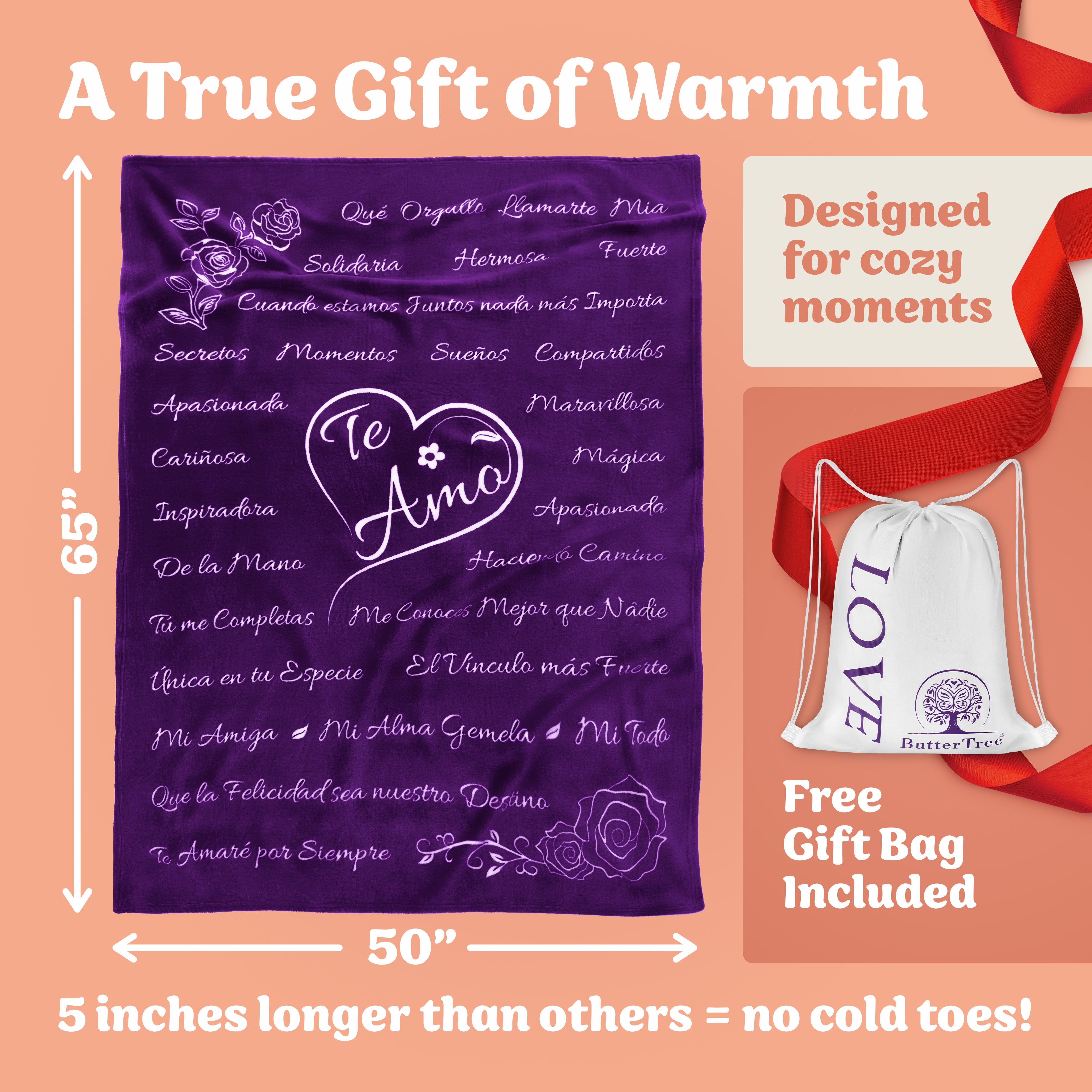 Te Amo Gift Blanket (Purple)