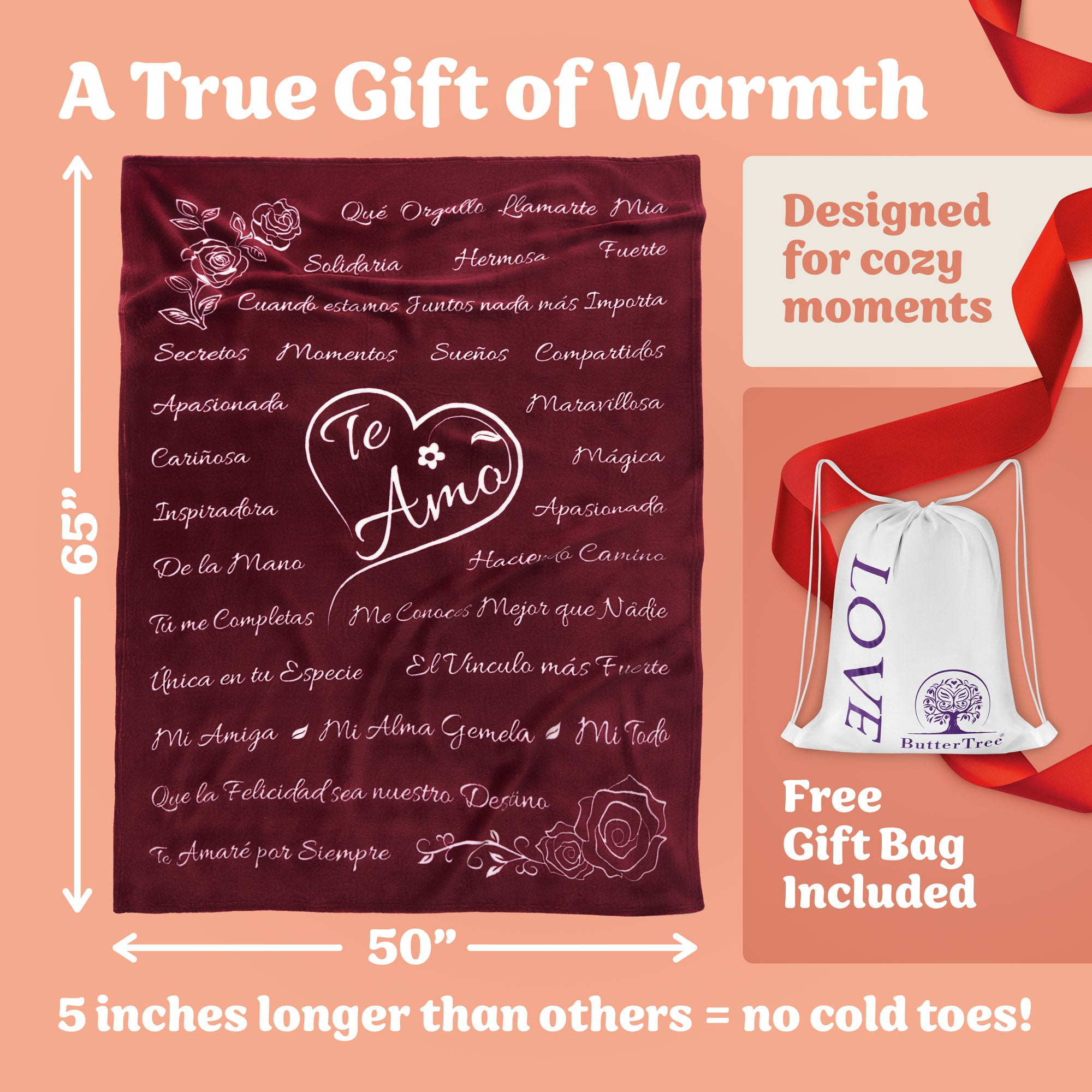 Te Amo Gift Blanket (Merlot Red)